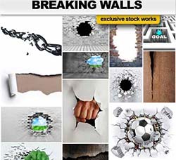 高清的破裂墙壁图片素材：Breaking Walls